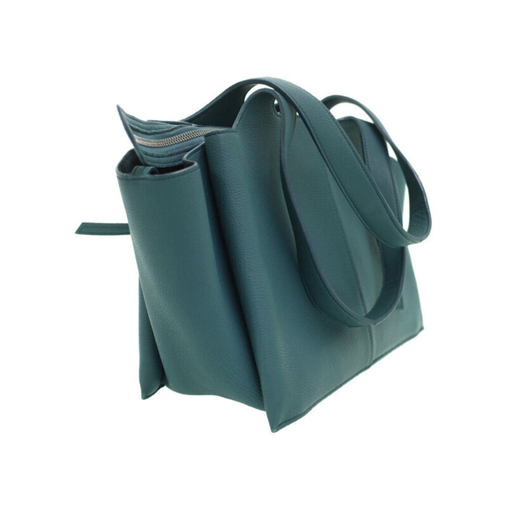 Celine Trifold Bag Leather Tote Grained Shoulder - Picture 1 of 9